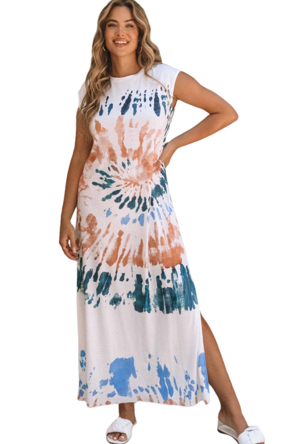 Tie Dye Print Sling Sleeveless Dress