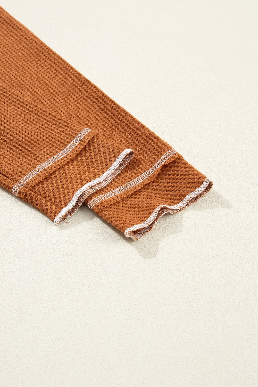 Tiered Ruffled Chestnut Waffle Knit Mini Dress with Long Sleeves