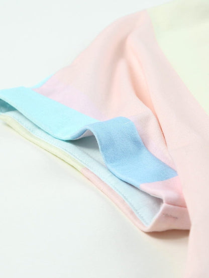 Tiered Striped Color Block Mini Dress with Multicolor Stripes