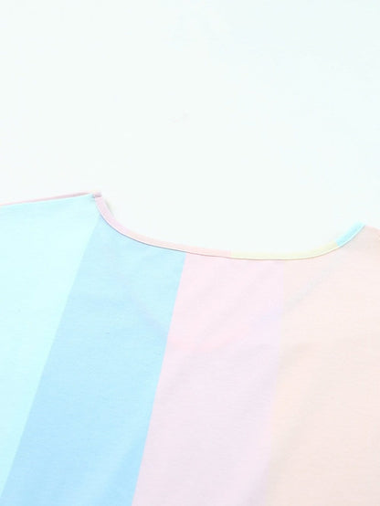 Tiered Striped Color Block Mini Dress with Multicolor Stripes