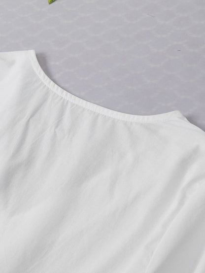 Tiger Sequin Embellished V-Neck Puff Sleeve Blouse