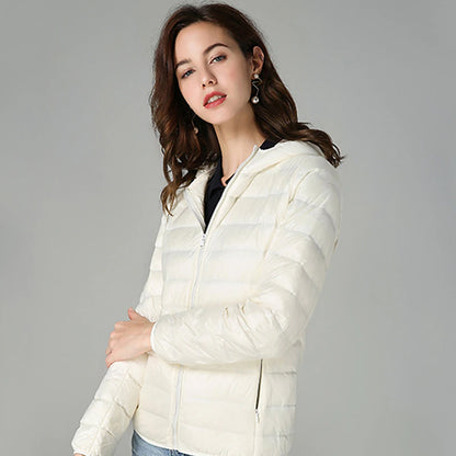 Women's Puffer Jacket with Hoodie Jacket Hiking Down Jacket Winter Outdoor Thermal Warm Packable Waterproof Windproof Jacket Top Full Length Visible Zipper Fishing Camping / Hiking / Caving