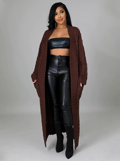 Women's Cardigan Sweater V Neck Chunky Knit Cotton Knitted Drop Shoulder Fall Winter Tunic Home Daily Sexy Long Sleeve Solid Color Red Brown Black Yellow S M L