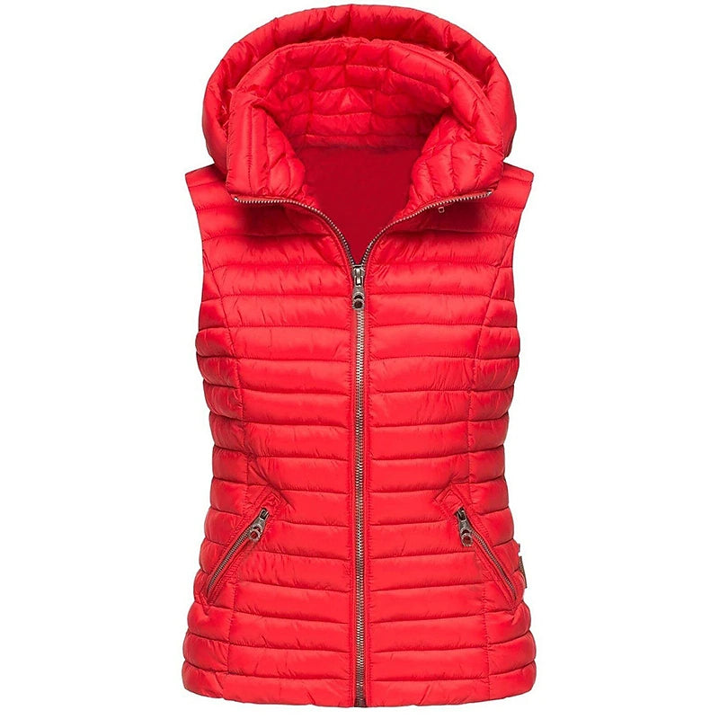 Women's Hiking Vest Quilted Puffer Vest Sleeveless Outerwear Outdoor Thermal Warm Windproof Lightweight Winter Pocket Nylon Black White Red Hunting Fishing Camping / Hiking / Caving