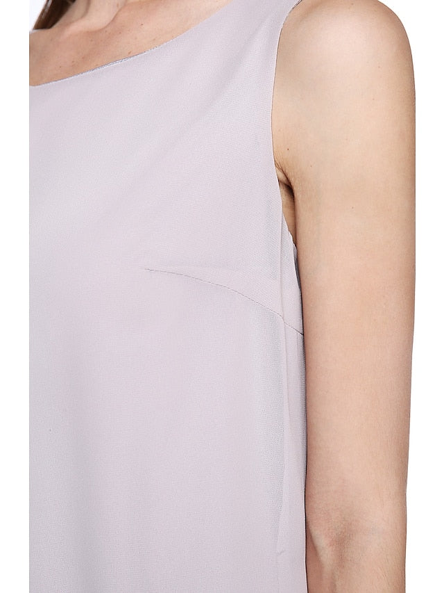 Jumpsuit / Pantsuit Mother of the Bride Dress Plus Size Elegant Bateau Neck Floor Length Chiffon Sleeveless yes with Solid Color 2023 - LuckyFash™