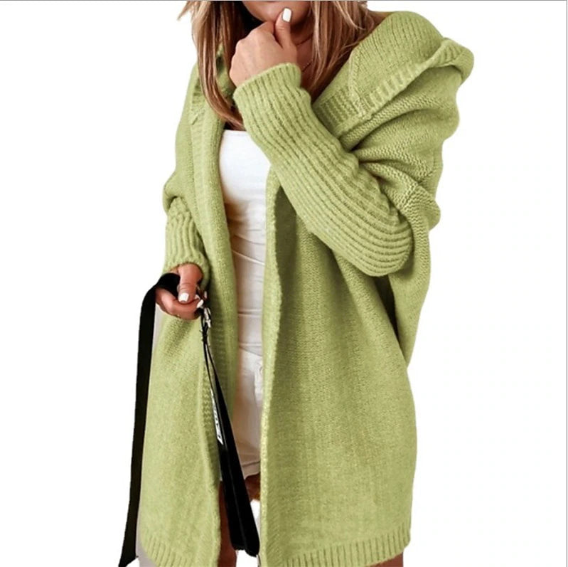 Women's Cardigan Hooded Solid Color Stylish Basic Casual Long Sleeve Loose Sweater Cardigans Hooded Open Front Fall Winter Denim Purple / Holiday / Going out