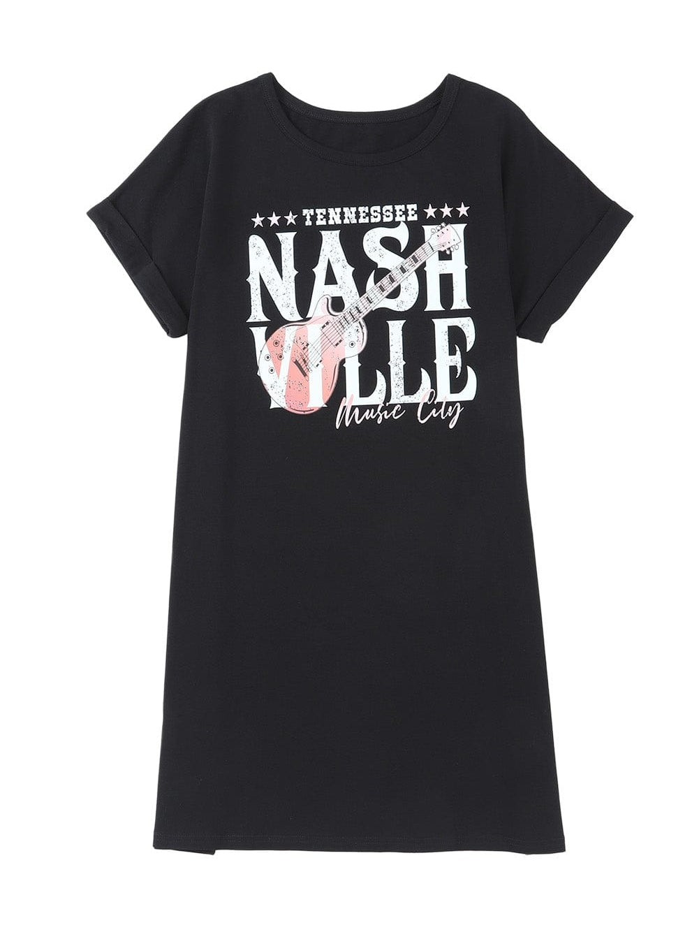 Trendy Black Music Festival Tee Dress with Nashville Vibe