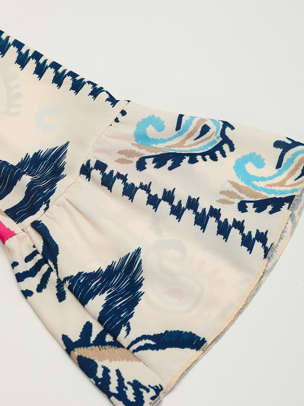 Tribal Print White Button-Up Mini Dress with Bracelet Sleeves