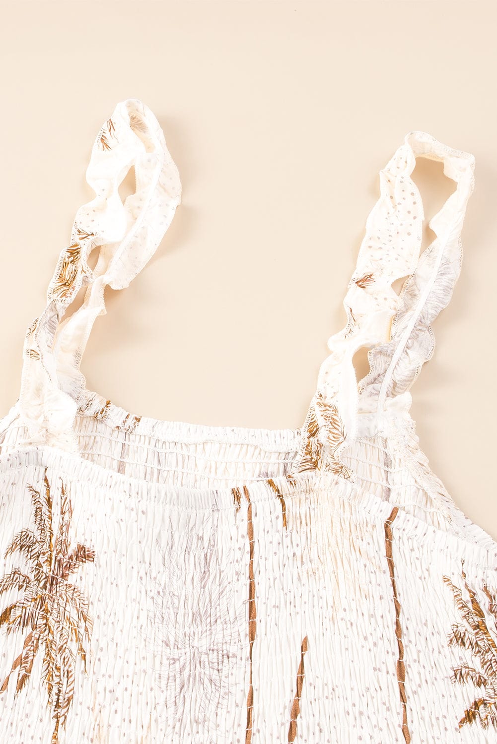 Tropical Bliss White Smocked Ruffle Strap Maxi Dress