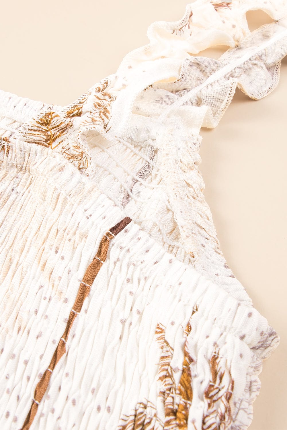 Tropical Bliss White Smocked Ruffle Strap Maxi Dress