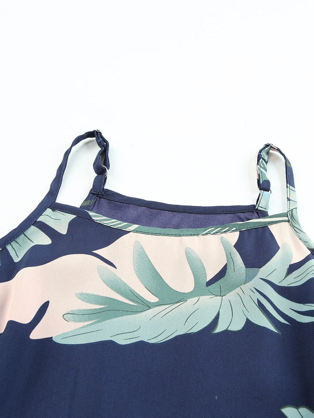 Tropical Palm Leaf Print High Neck Summer Dress