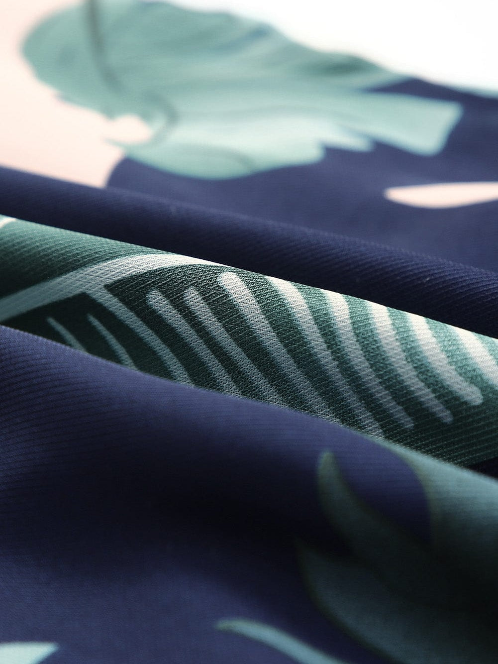 Tropical Palm Leaf Print High Neck Summer Dress