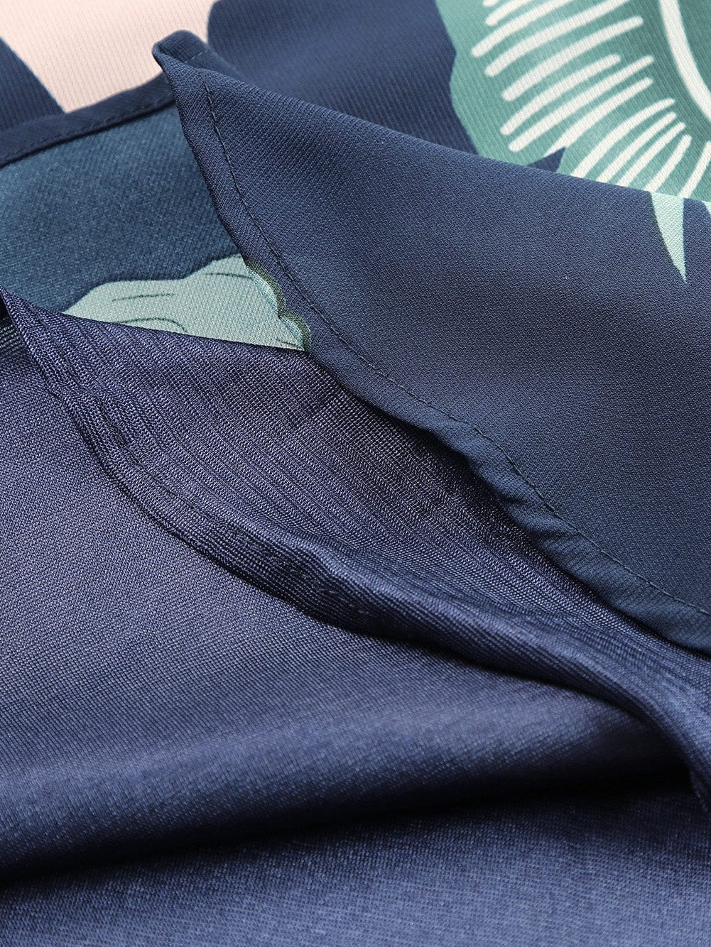 Tropical Palm Leaf Print High Neck Summer Dress