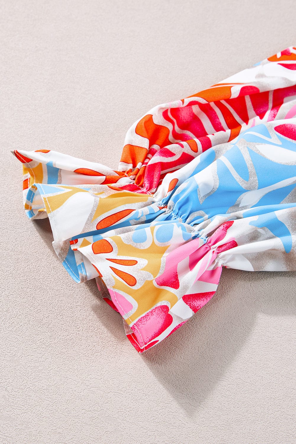 Tropical Paradise Rose Red Smocked Puff Sleeve Maxi Dress