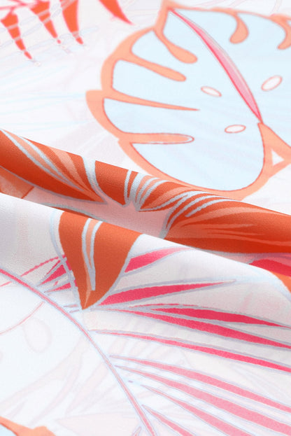 Tropical Paradise Wrap Maxi Dress with High Slit and Plant Print