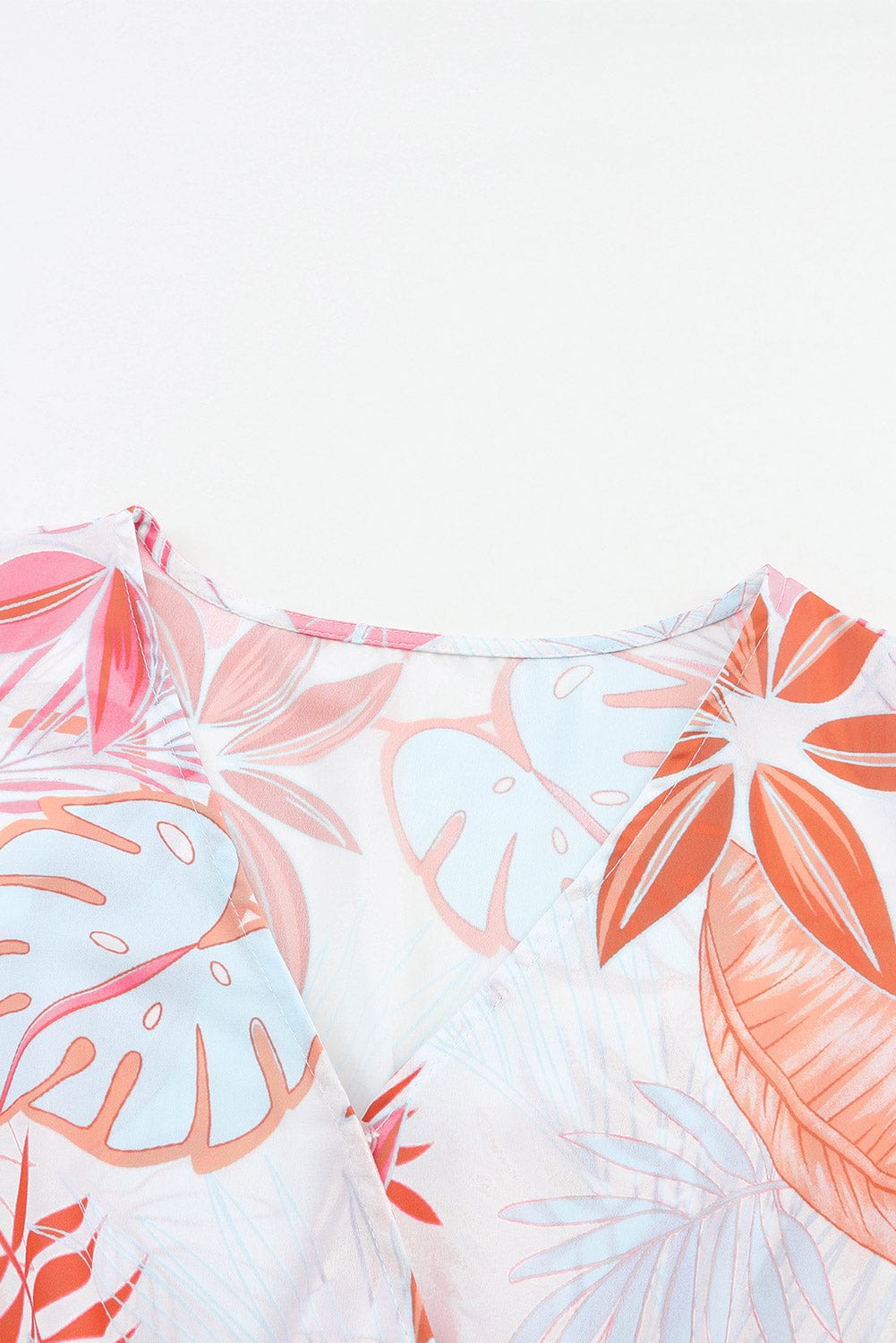 Tropical Paradise Wrap Maxi Dress with High Slit and Plant Print