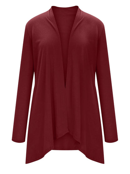 Women's Cardigan Sweater Open Front Ribbed Knit Knit Pocket Summer Fall Outdoor Daily Weekend Stylish Casual Soft Long Sleeve Solid Color Black White Wine S M L