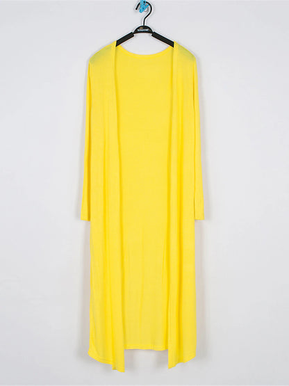 Women's Cardigan Sweater Open Front Ribbed Knit Modal Oversized Summer Fall Long Daily Going out Weekend Stylish Casual Soft Long Sleeve Solid Color Black White Yellow One-Size