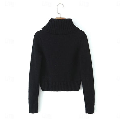 Set with Cropped Turtleneck Sweater Knitted Mini Skirt 2 PCS Sexy Cute Y2K Casual Daily Outfits