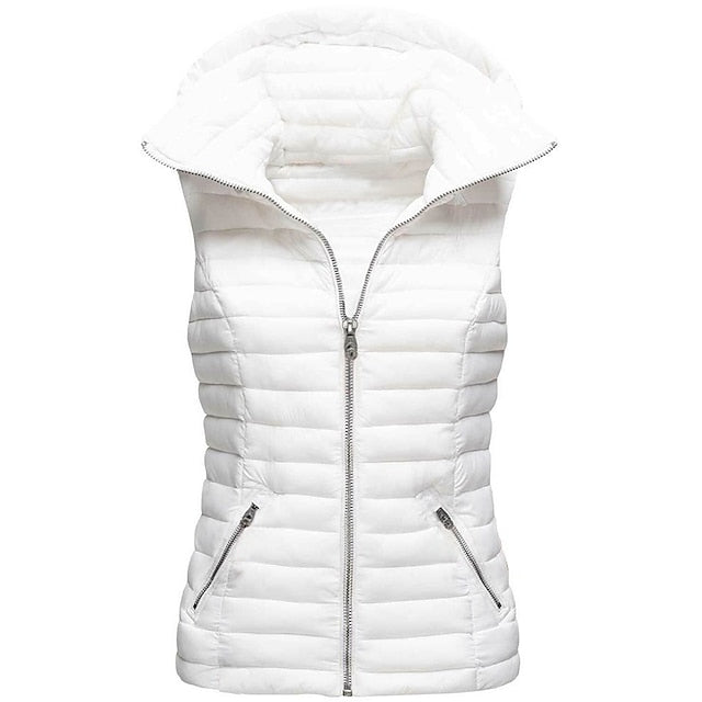Women's Hiking Vest Quilted Puffer Vest Sleeveless Outerwear Outdoor Thermal Warm Windproof Lightweight Winter Pocket Nylon Black White Red Hunting Fishing Camping / Hiking / Caving