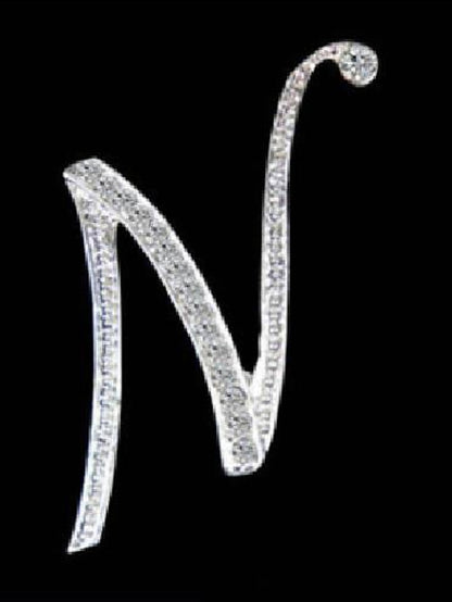 letter brooch pins initial rhinestone brooch for women crafts silvery m - LuckyFash™