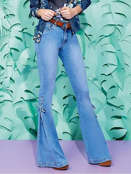 Women's Jeans Cotton Plain Black Deep Blue Active High Waist Full Length Outdoor Street Fall Winter