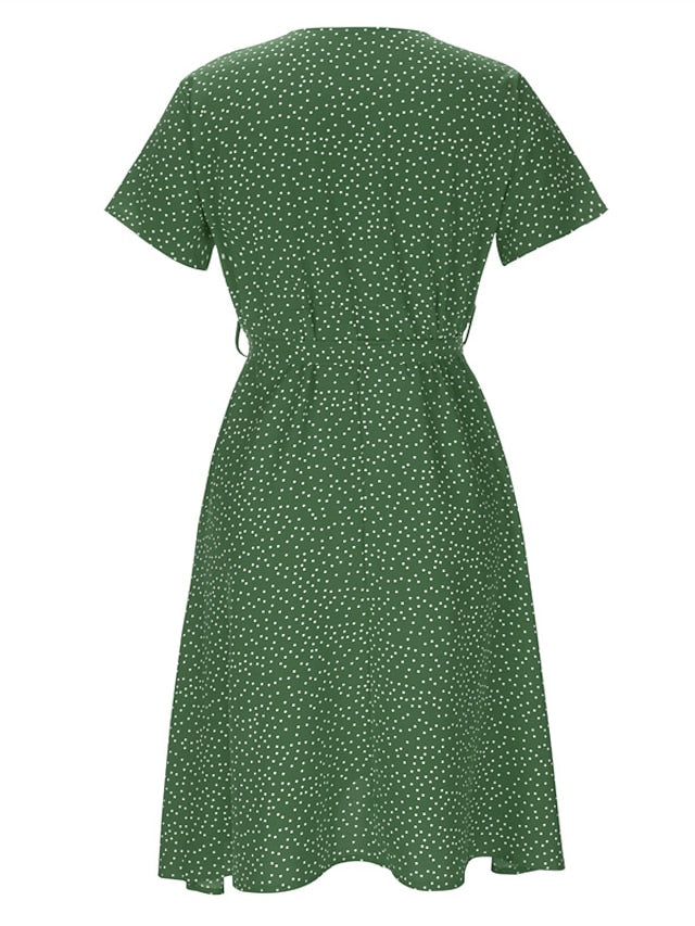 Women's Dress - Casual Dress Swing Dress Floral Dress Midi Dress Black Wine Red Short Sleeve Ditsy Floral Print Summer Spring V Neck Fashion Vacation Loose Fit 2023 S M L XL XXL 3XL
