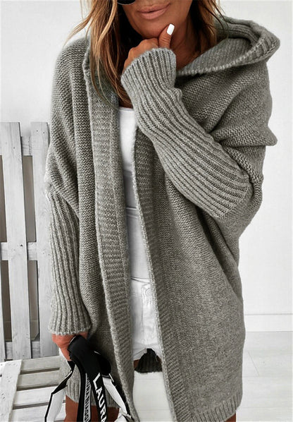 Women's Cardigan Hooded Solid Color Stylish Basic Casual Long Sleeve Loose Sweater Cardigans Hooded Open Front Fall Winter Denim Purple / Holiday / Going out