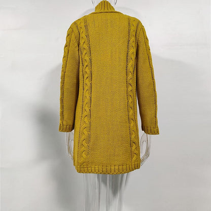 Women's Cardigan Sweater Jumper Cable Chunky Knit  Solid Color Open Front Stylish Soft Daily Going out Winter Fall Reddish brown Blue S M L / Long Sleeve / Regular Fit