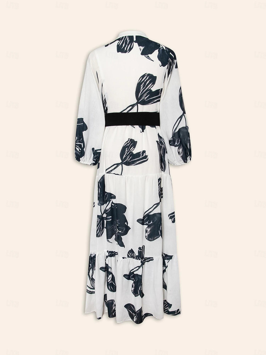 Floral V Neck Belted Maxi Dress