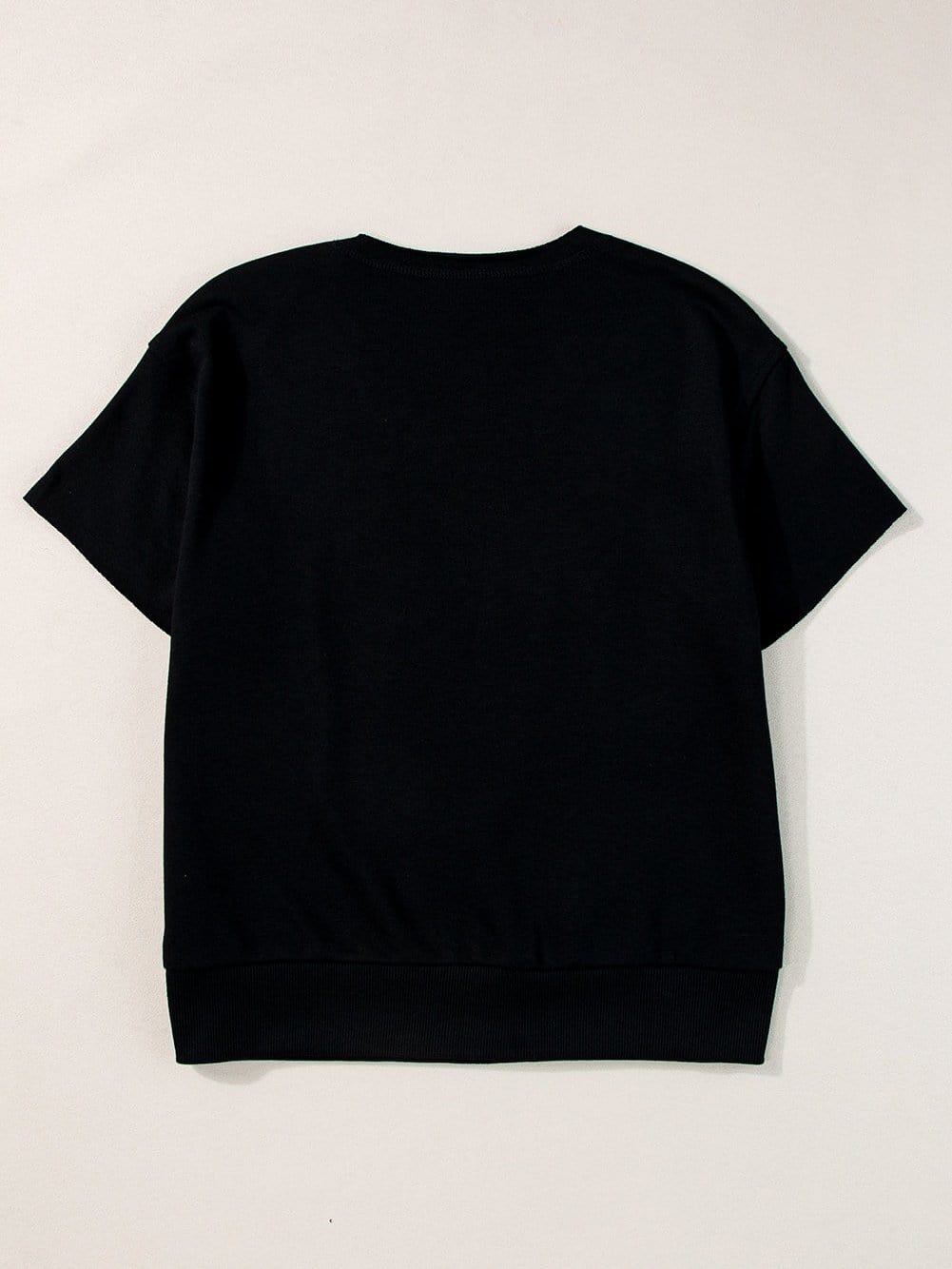 USA Letter Patch V-Neck Casual Tee - Black