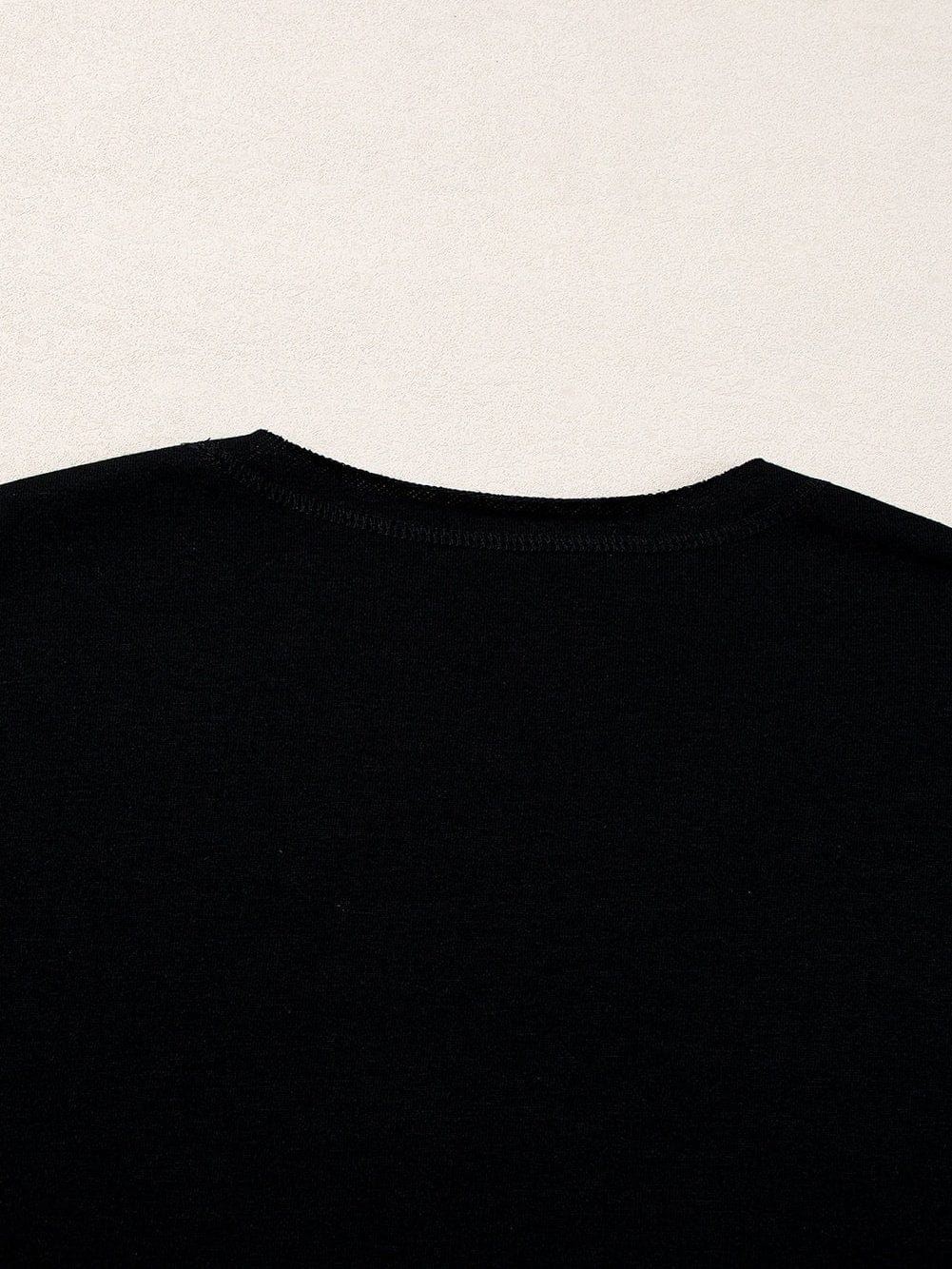 USA Letter Patch V-Neck Casual Tee - Black