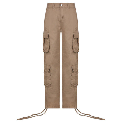 Women's Cargo Pants Normal Cotton Blend Plain Maillard Black Green Fashion Mid Waist Full Length Office Autumn / Fall