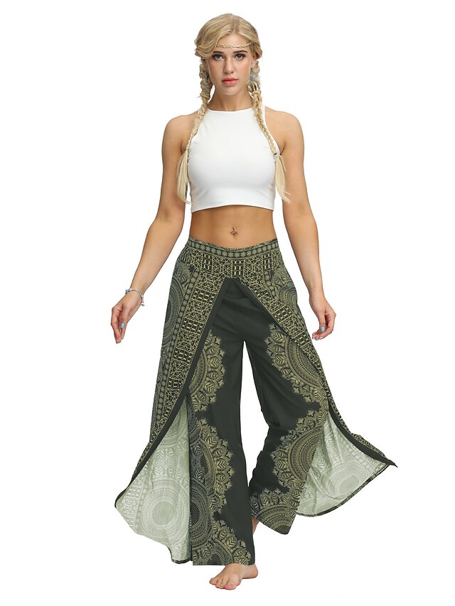 Harem Pants Hippie Pants Pump Yoga Pants Boho Smocked Waist with Pockets Leisure Elastic Waistband - LuckyFash™
