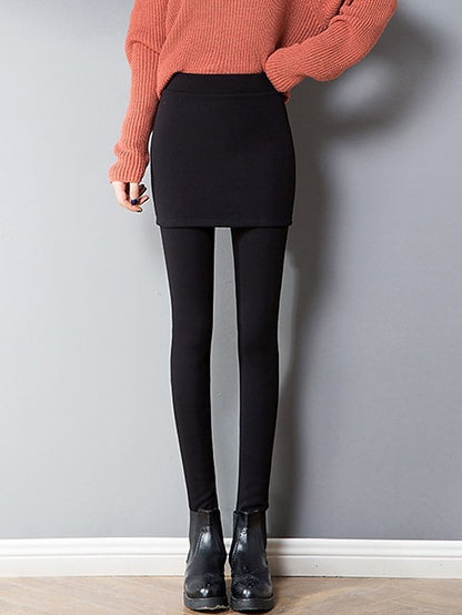 Women's Leggings Cotton Plain Light Gray Dark-Gray Fashion High Waist Full Length Outdoor Street Fall Winter