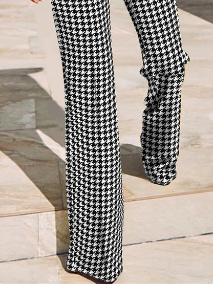 Women's Dress Pants Acrylic Plaid Black Khaki Elegant High Waist Full Length Work Street Summer Fall