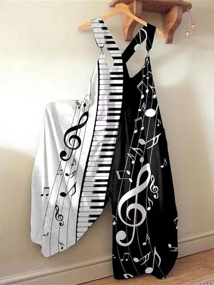 Jumpsuits for Women Summer Overall Print Animal Square Neck Streetwear Daily Vacation Loose Fit Sleeveless Black White Yellow S M L - LuckyFash™