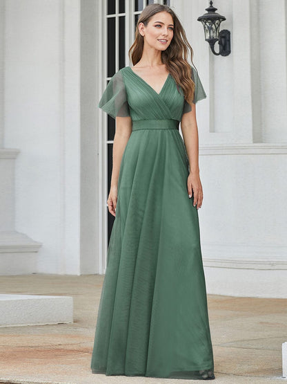 V-Neck A-Line Bridesmaid Gown for Women