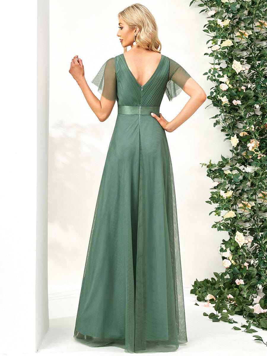 V-Neck A-Line Bridesmaid Gown for Women