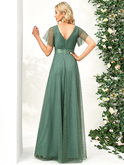 V-Neck A-Line Bridesmaid Gown for Women
