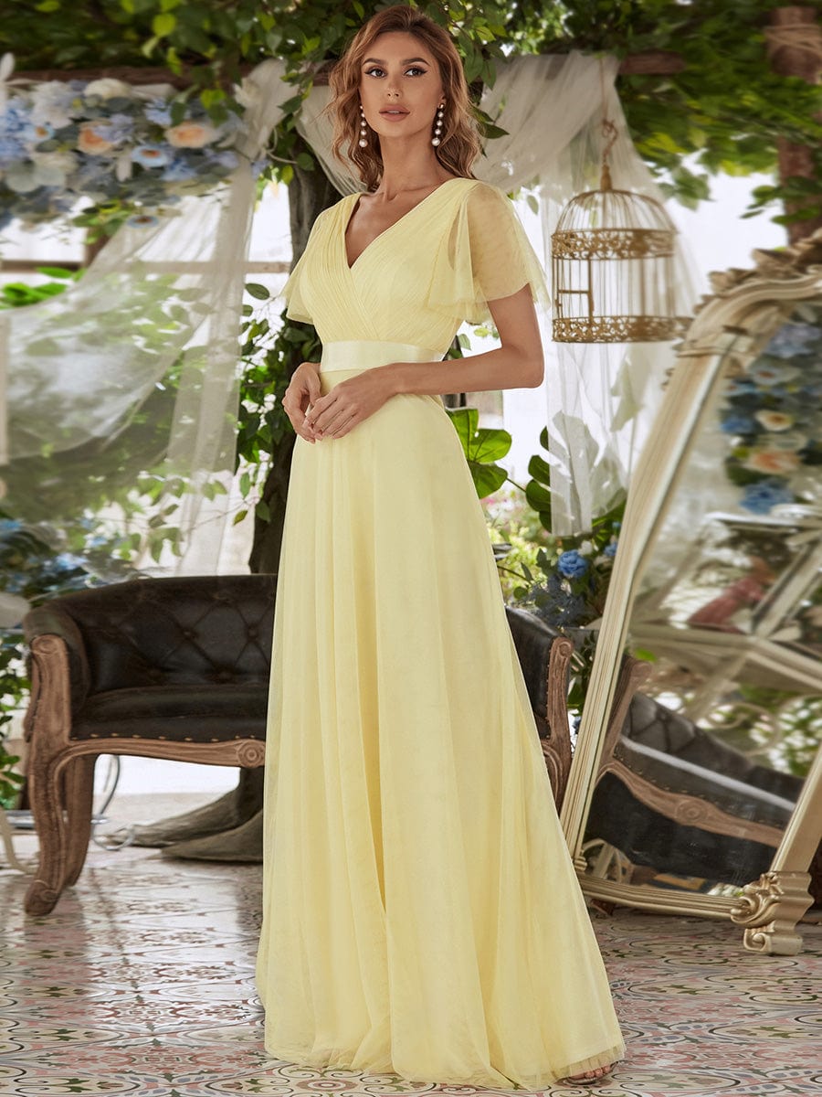 V-Neck A-Line Bridesmaid Gown for Women