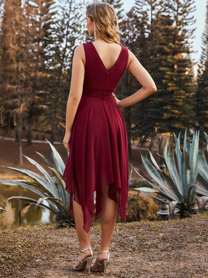 V Neck A-line Chiffon Bridesmaid Dress