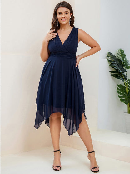 V Neck A-line Chiffon Bridesmaid Dress