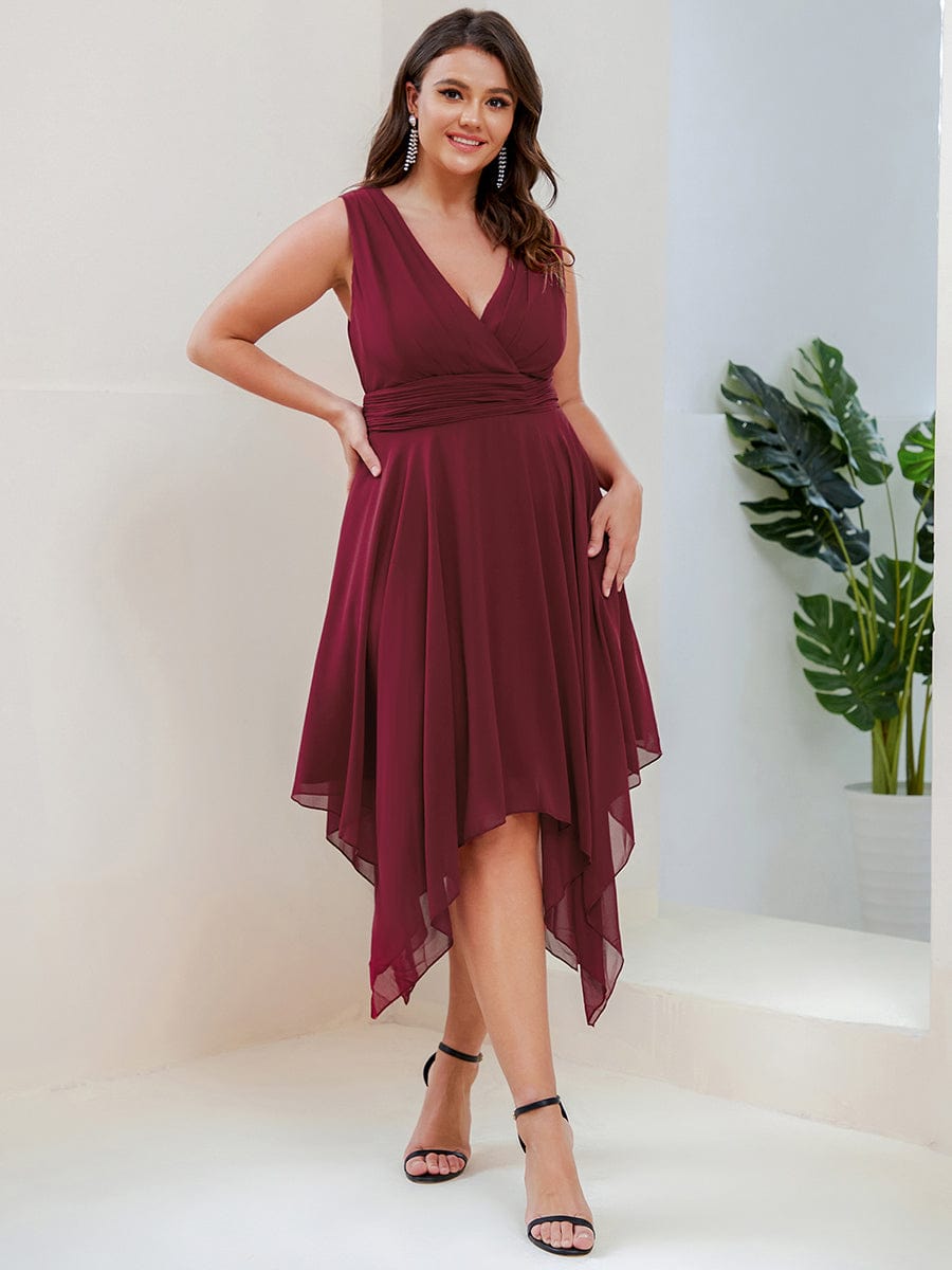 V Neck A-line Chiffon Bridesmaid Dress