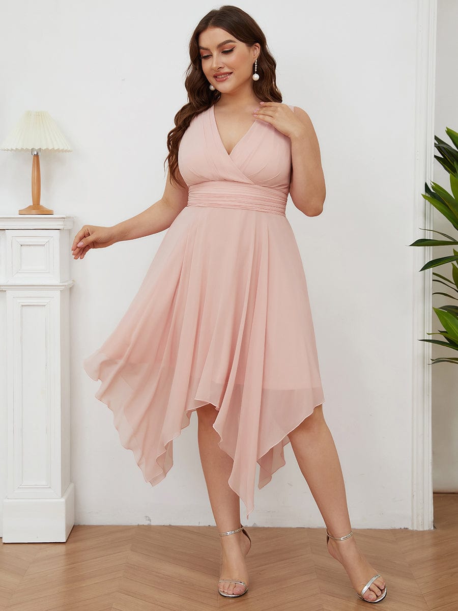 V Neck A-line Chiffon Bridesmaid Dress