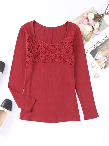 V-Neck Printed Casual Blouse with Long Sleeves