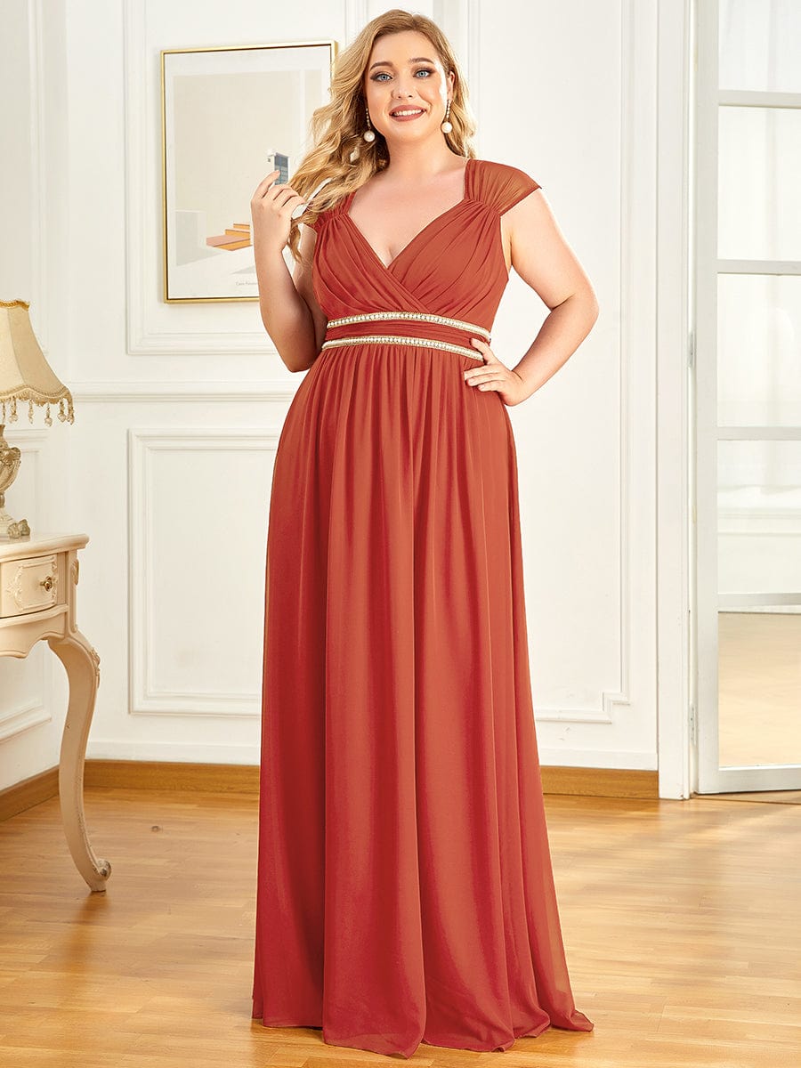 V Neck Sleeveless Floor Length Wholesale Bridesmaid Dress