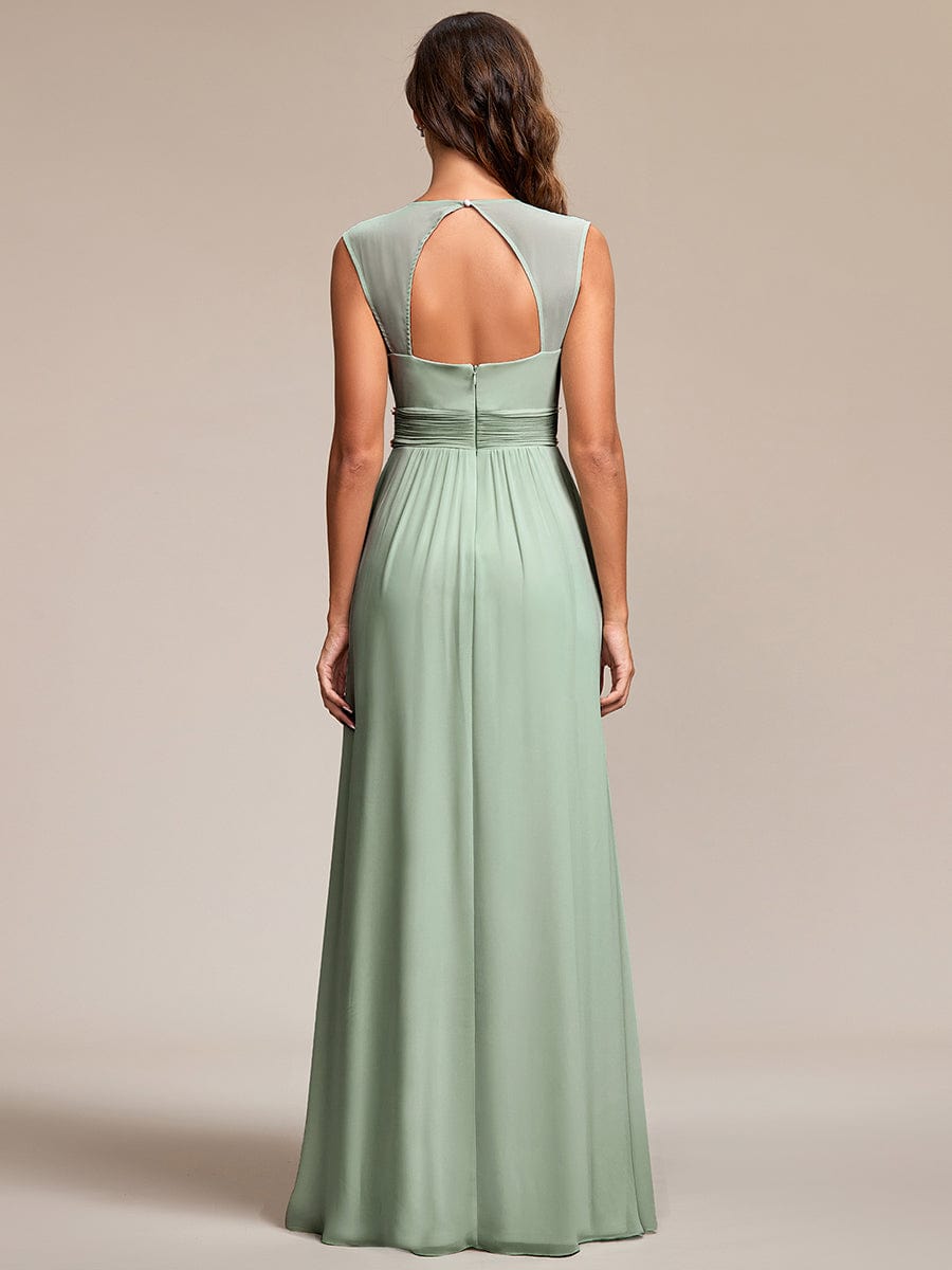 V Neck Sleeveless Floor Length Wholesale Bridesmaid Dress