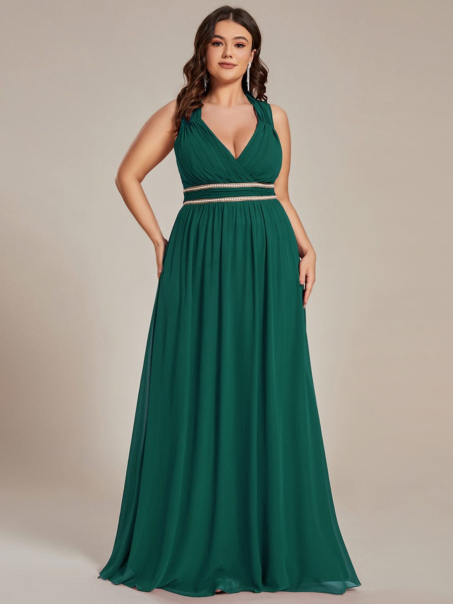 V Neck Sleeveless Floor Length Wholesale Bridesmaid Dress