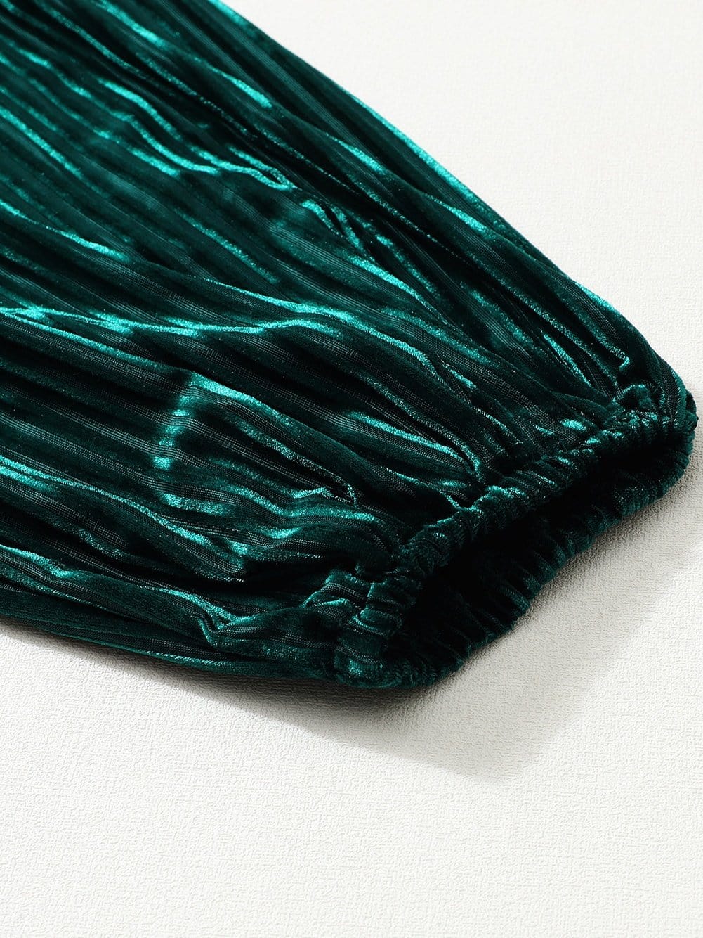 Velvet Green Square Neck Babydoll Dress with Tie Back